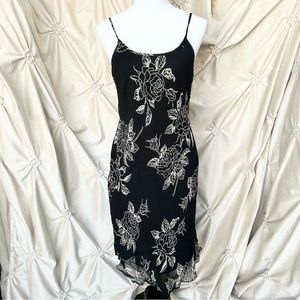 ❌SOLD❌ VTG Eva Blue Beaded Rose Print Dress